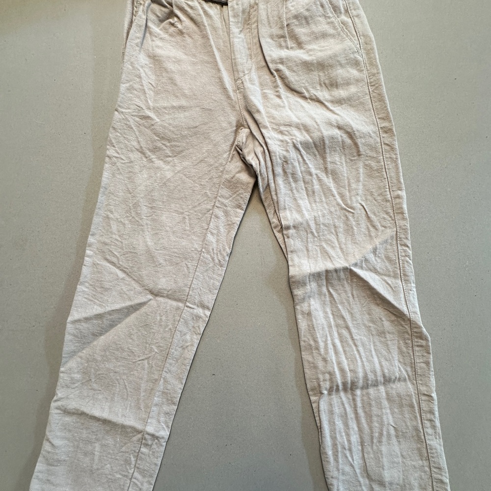Zara Beige Linen-Blend Trousers